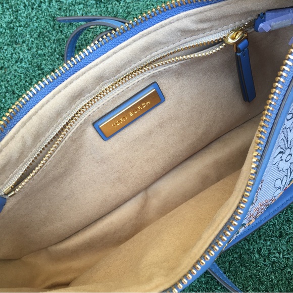 New Tory Burch Brocade Studio Shoulder Bag Sea Frost Blue - Picture 14 of 16